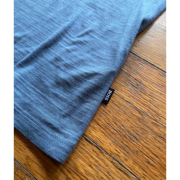 BOSS Hugo Boss Blue Mercerised V-Neck T-Shirt Mens sz S - Picture 4 of 11